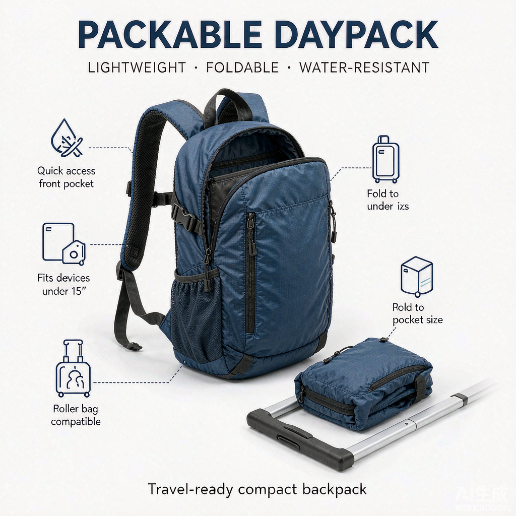 Packable foldable daypack